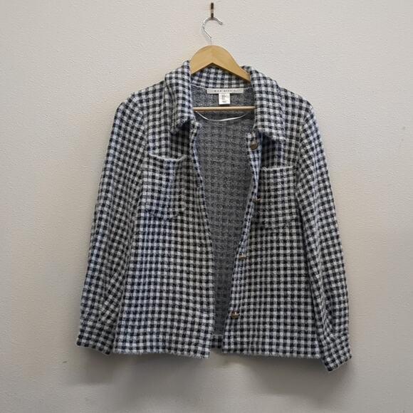 Max Studio houndstooth fluffy jacket size small - Picture 2 of 7